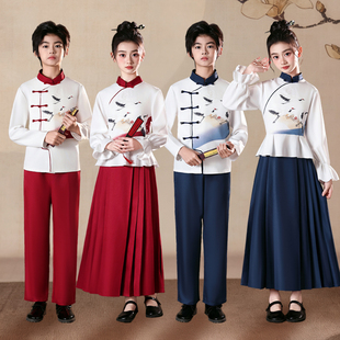 元旦儿童爱国朗诵合唱表演服初中小学生合唱团诗歌演讲比赛演出服