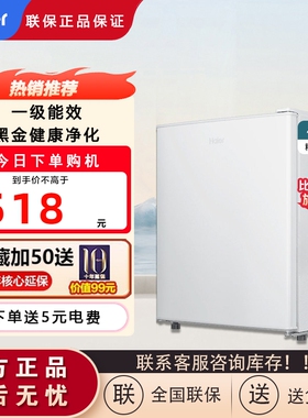 Haier/海尔 BC-42GHSDE0W9单门小冰箱一级能效省电家用出租房宿舍