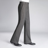 裤 秋冬季 子弹力喇叭西装 男商务垂感高腰毛呢男裤 人字呢微喇休闲裤