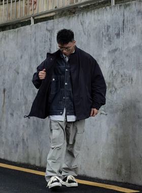 Gnomes lab 定织定染暗紫色棉感尼龙两件可穿短款M51风衣夹克外套