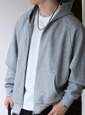 Gnomes lab 25AW挺阔舒适空气层双开玉米牙拉链连帽卫衣开衫