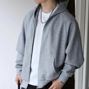 Gnomes lab 25AW挺阔舒适空气层双开玉米牙拉链连帽卫衣开衫