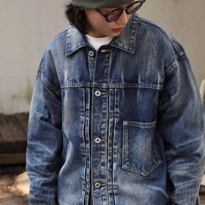 Gnomes lab 25AW 康龙13.5oz抓痕重水洗破坏猫须牛仔夹克