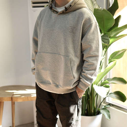 Gnomes lab 24AW 530g重磅拼接刺绣连帽套头卫衣