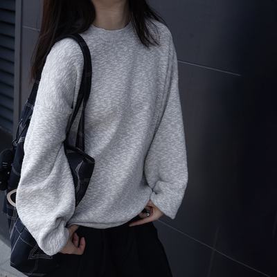 进口纯棉大肚绵毛衣新款圆领