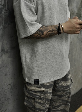 Gnomes lab 3.0软糯亲肤300g空气层纯色口袋短袖打底圆领T恤日系