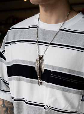 Gnomes lab 23SS定织330g21支双纱立体口袋条纹短袖T日系复古国潮