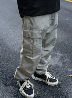 Gnomes lab 23AW  高密抗撕裂格子布多口袋休闲工装抽绳长裤