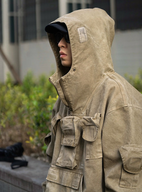 Gnomes lab & UniteQuality联名蜡染水洗多袋作战甲板服工装外套