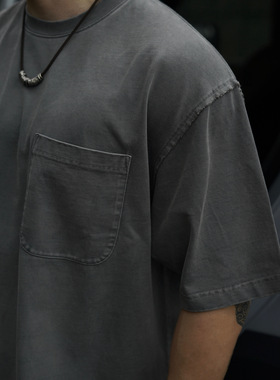 Gnomes lab 24SS 320g纯棉重水洗蜡染破坏拼接圆领短袖