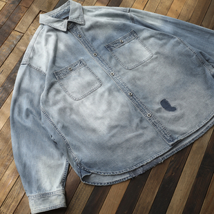 12.5oz定织靛蓝水洗破坏布丁牛仔衬衫 25AW lab Gnomes