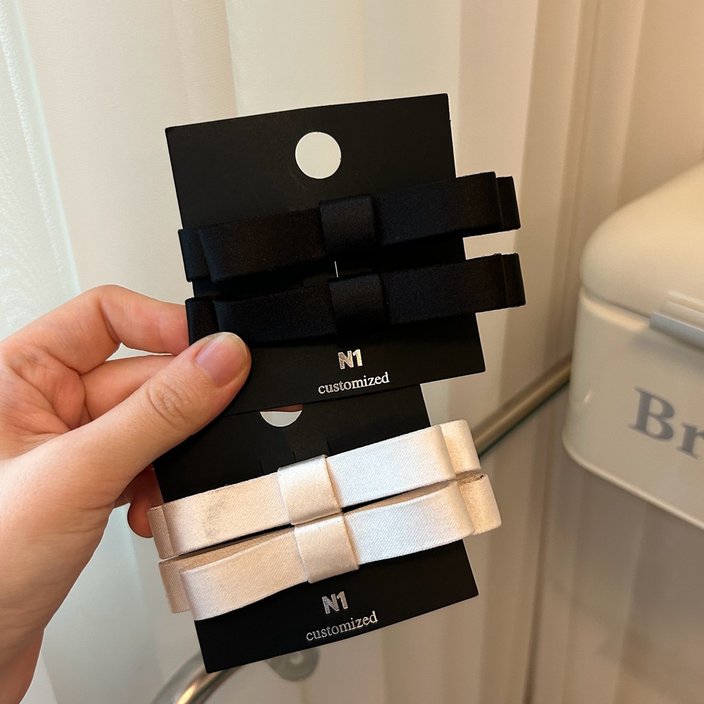 韩国东大门缎面蝴蝶结款发夹两件套高级感侧夹鸭嘴夹精致刘海