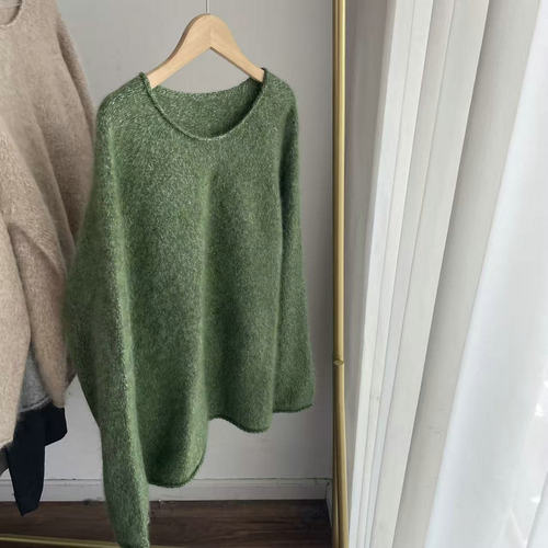 BC1726质感chao绝 小皮草加厚全羊毛针织衫 宽松毛衣女2025秋冬