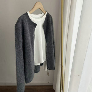 QH2559羊毛羊绒开衫 毛衣外套 拉毛针织衫女秋冬