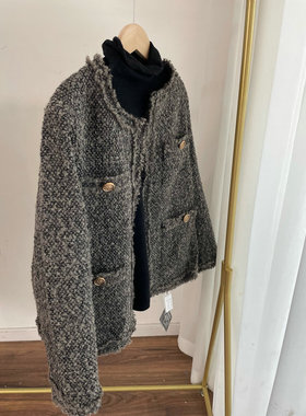 8636小香风粗花呢外套 羊毛呢上衣女2023秋冬