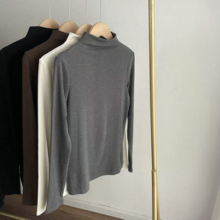 SJR2088常青款 修身半高领打底衫 桑蚕丝自发热磨毛秋衣2025秋冬