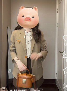 博主款 L96216卡其色小西装外套女2025春新款