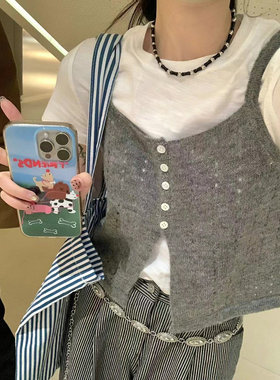 博主同款 F246060竹节棉短袖T恤加B246048吊带G246027阔腿拖地裤