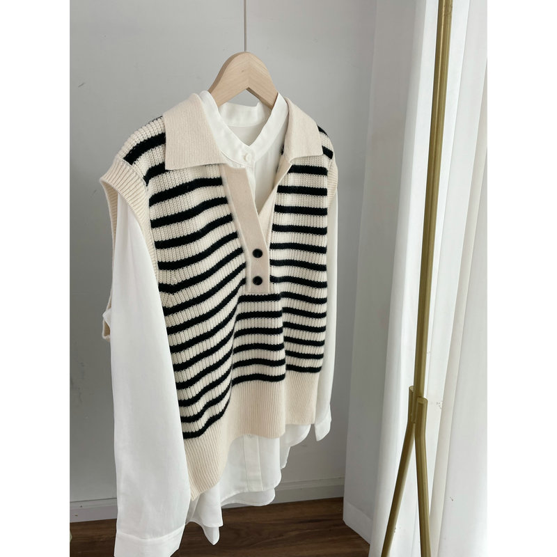 RY057条纹羊毛针织背心