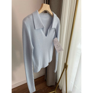 BC925桃心领绵羊毛针织衫 打底衫polo衫女2022秋冬新款