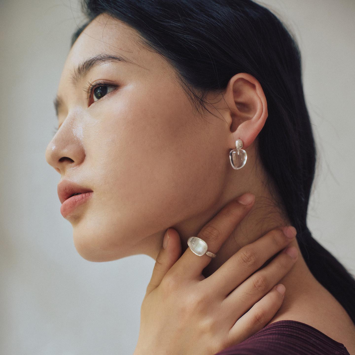 L.Bardeen白水晶925纯银耳环女2026年夏季新款高级感轻奢百搭耳饰