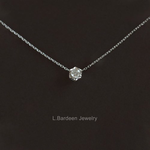 L.Bardeen18K金白金钻石项链