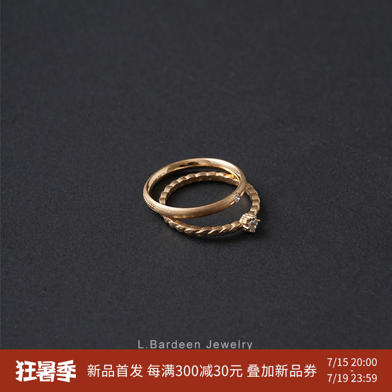 bardeen手工精雕18k黄金钻石戒指