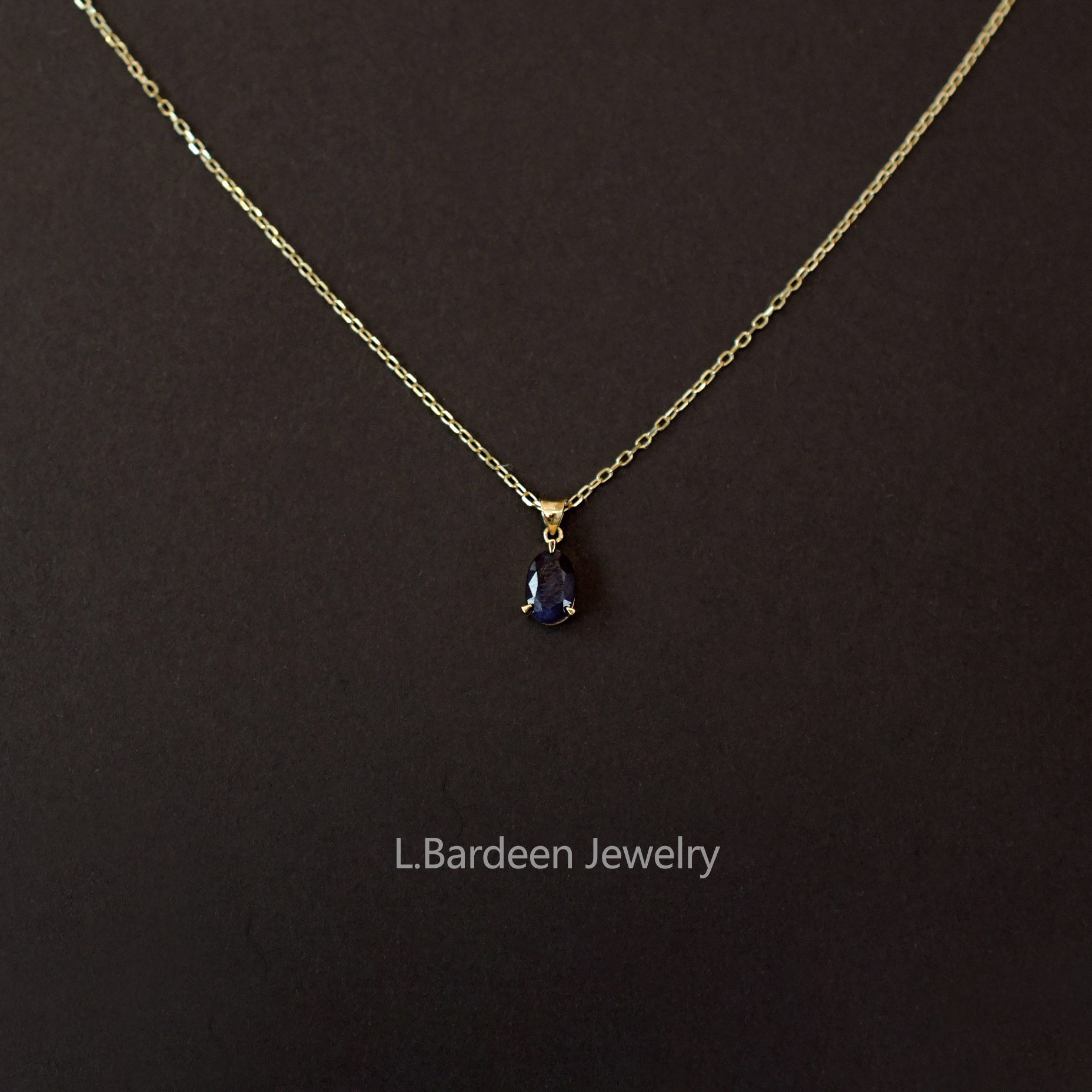 L.Bardeen10K金天然蓝宝石项链图片