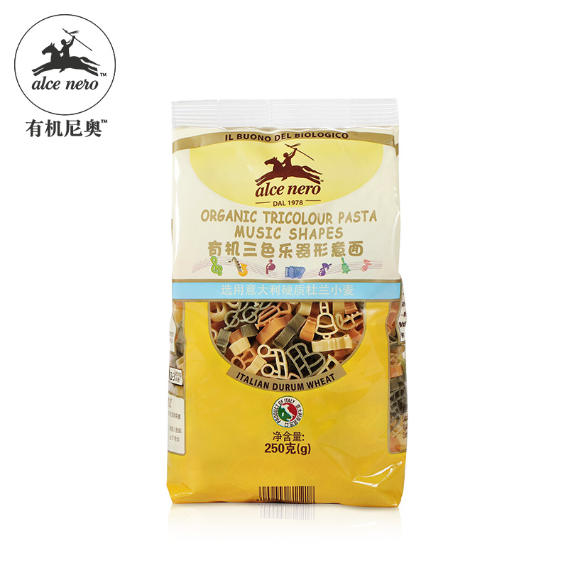 Alce Nero/有机尼奥原装进口有机三色乐器形意面意大利面250g袋装