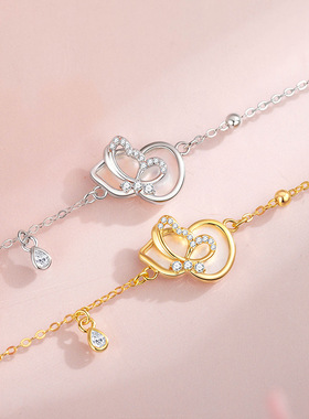 原创s925纯银福禄蝴蝶手链女新中式清新文艺甜美手环简约手饰饰品