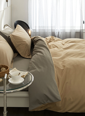 北欧风120支全棉磨毛四件套100纯棉纯色简约被套冬季加厚保暖床品