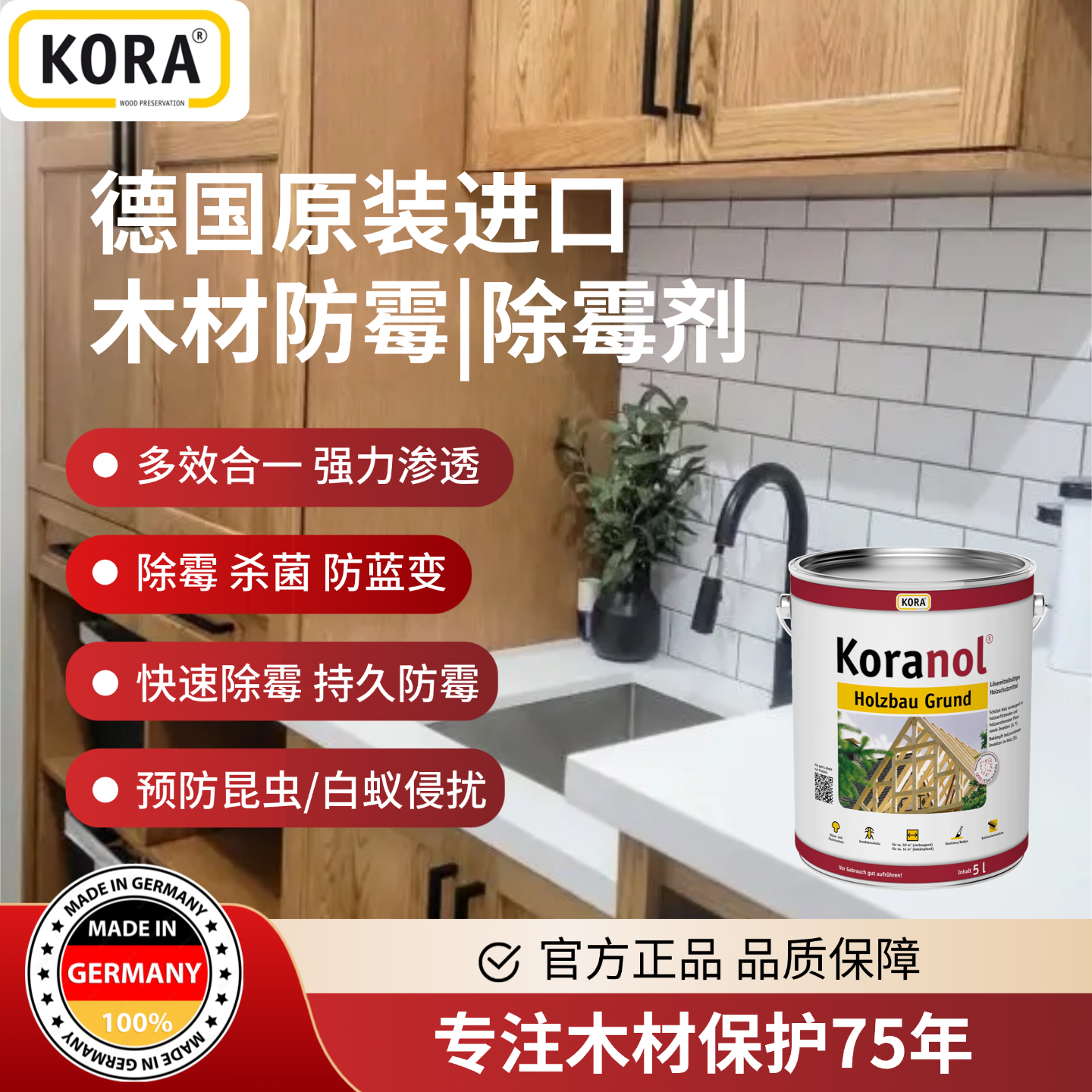 德国进口KORA杀菌除霉剂欧松板防霉剂防白蚁海洋板蓝灰昆虫竹板材