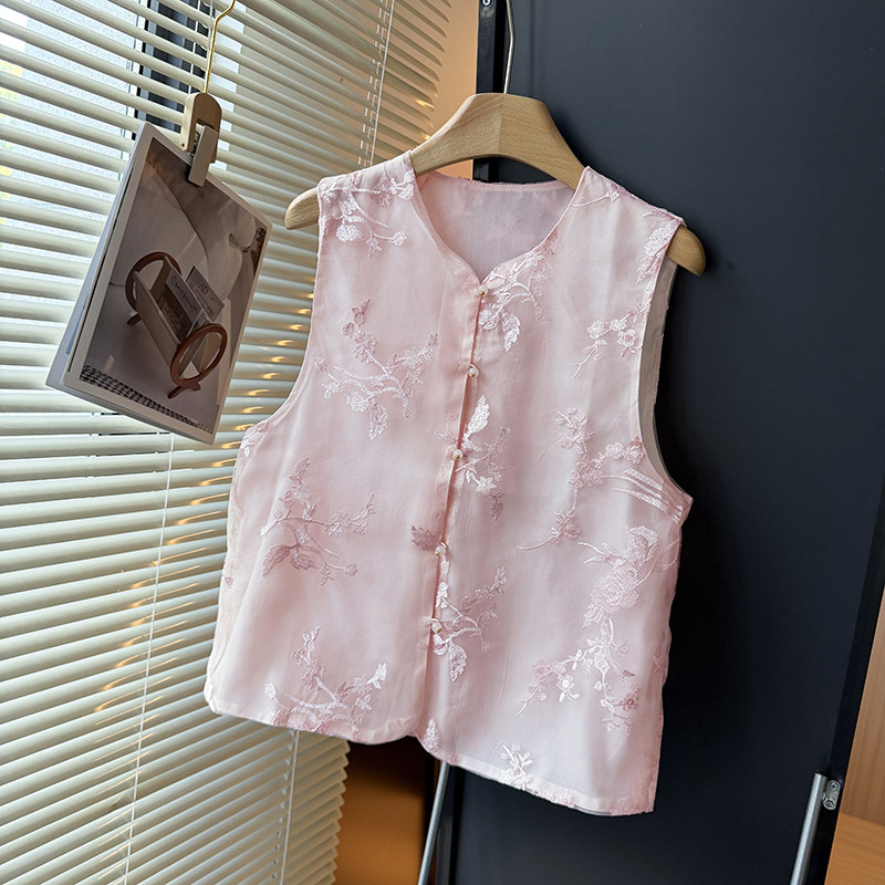 新中式国风重工刺绣马甲女夏季