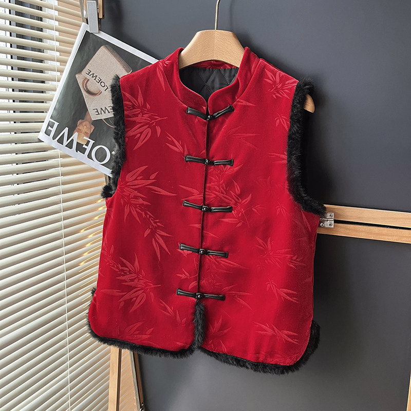 新中式国风高端复古个性无袖百搭夹棉加厚款贵气显白喜庆马甲女,女装/女士精品,马夹,淘宝优惠券,粉丝福利购,淘宝优惠卷