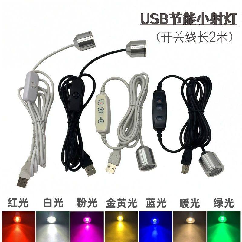 USB灯5V带灯头钓鱼灯筏钓模型展柜台补光充电宝电脑USB聚光小
