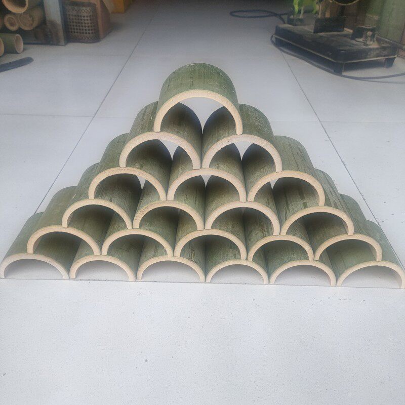 空心无竹节竹筒瓦片对半开造型装饰摆设婚庆活动宴席竹制品纯天然