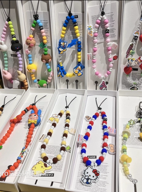 正品代购CASE硅胶手机链条挂绳小女警适用于苹果华为三星手机挂链