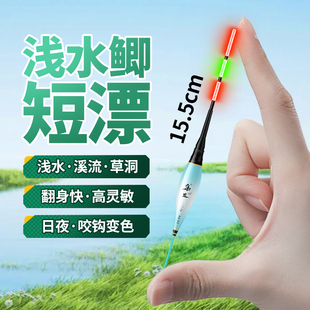 咬钩变色日夜两用浅水超短夜光鱼漂电子加粗尾高灵敏草洞鲫鱼浮漂