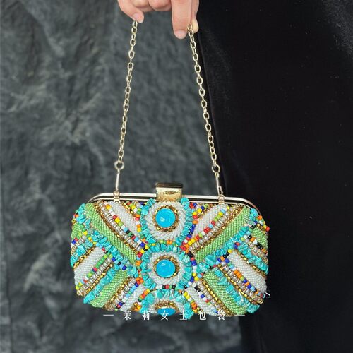 MOLI LADY BAG 晚宴包民族包珠绣包带钻盒子包手拿包晚装包链条包
