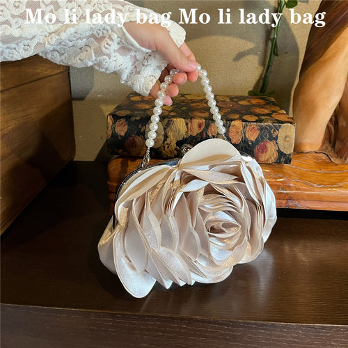 MOLI LADY BAG 中式复古晚宴包花朵手拿女包温柔旗袍纯色玫瑰斜挎