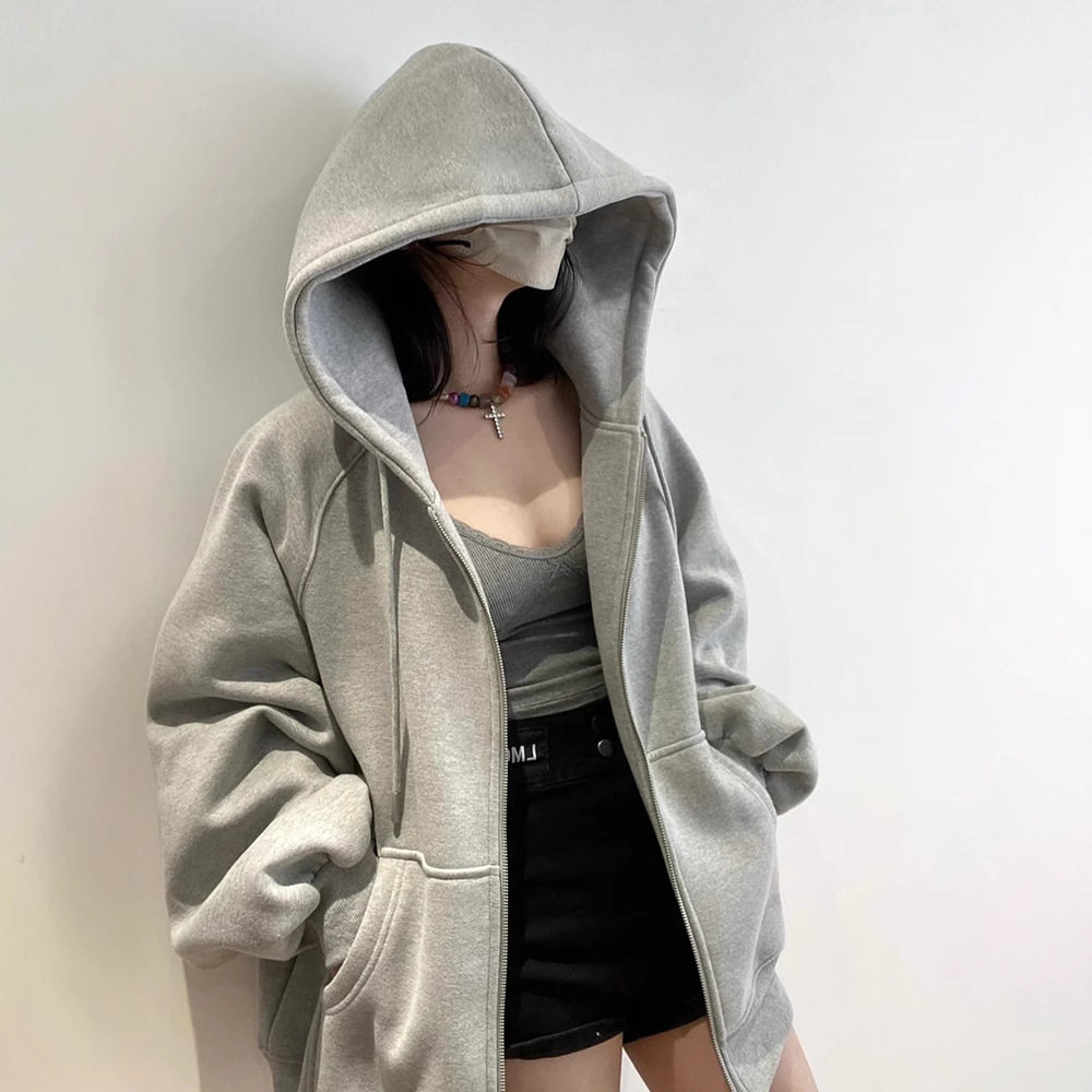 连帽卫衣外套女春秋冬季拉链2025新款韩系穿搭大帽子开衫上衣