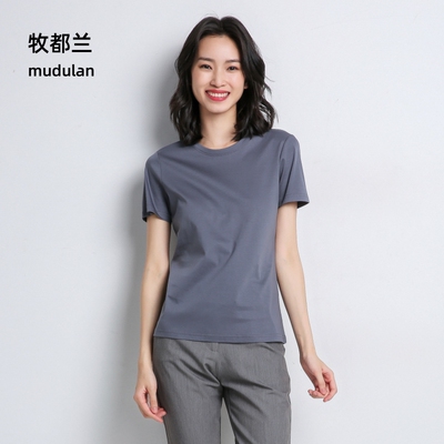 C牧都兰纯棉T恤女韩版打底2026短袖夏季自带腰线纯色上衣修身显瘦