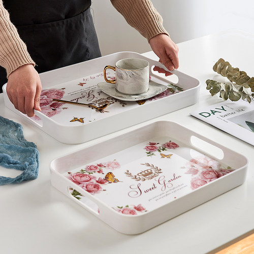 欧式密胺长方形水杯蛋糕塑料托盘