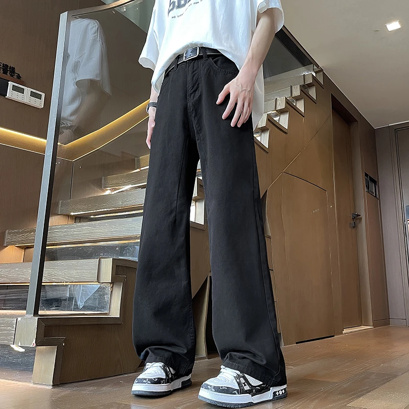 Cleanfit春夏美式高街男士黑色纯棉休闲裤宽松直筒阔腿男百搭长裤