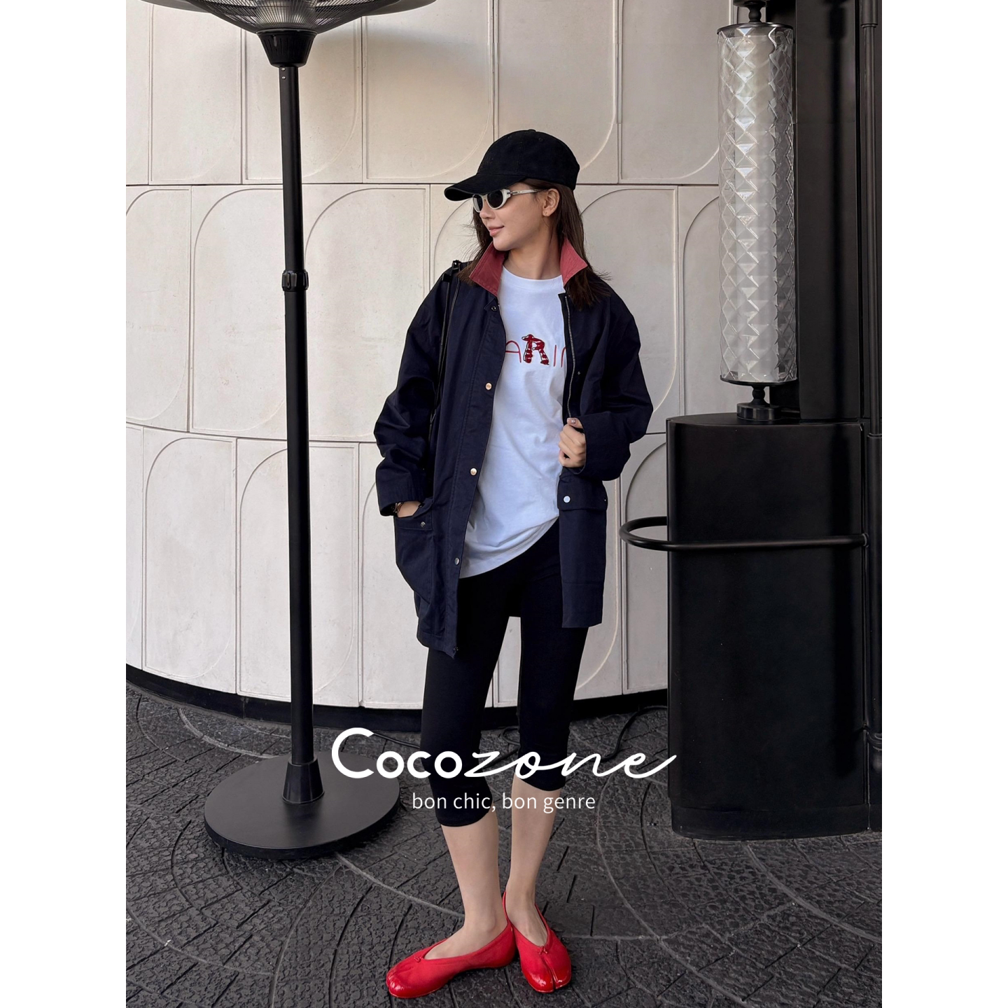 COCO ZONE刘一一 “开叉小黑裤”纯色修身七分裤高腰舒适打底裤女