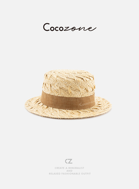 COCO ZONE 刘一一  复古自然质朴度假风手工编织遮阳帽女夏季新款