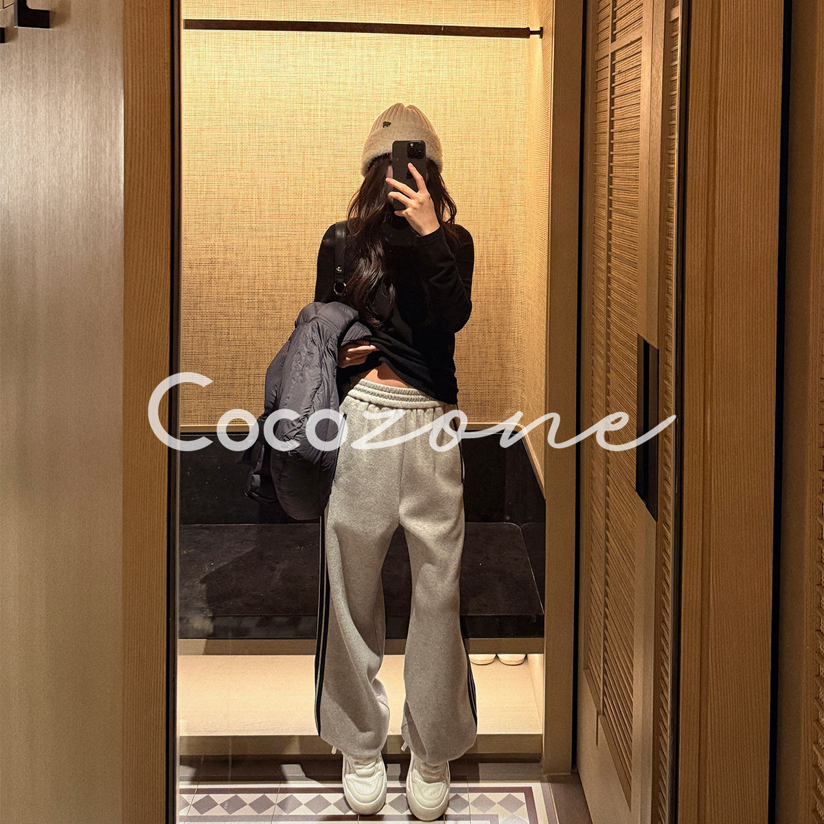 COCOZONE刘一一高腰阔腿休闲裤