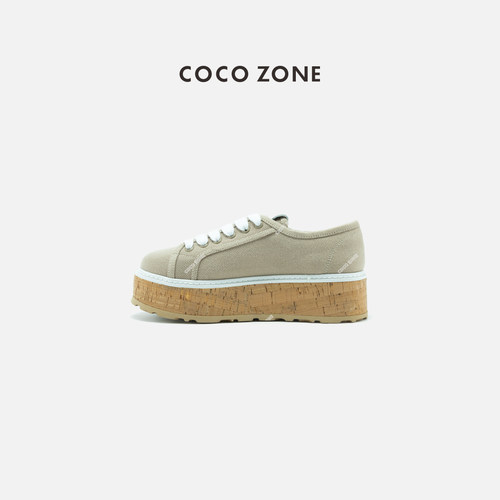 COCO ZONE 刘一一厚底系带百搭休闲鞋拼色圆头通勤女鞋CC2B1070