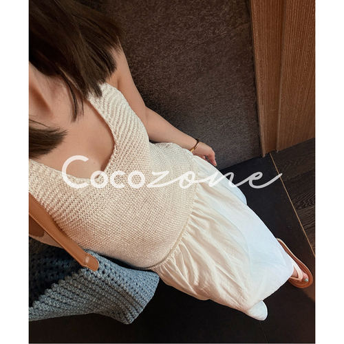 COCOZONE刘一一V领拼接连衣裙
