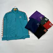 外贸尾货 美国NFL全涤立领拉链外套万针刺绣队标串标织带修身 上衣